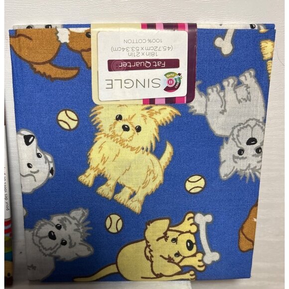 Dog Themed Fat Quarters Cotton 18" X 21" Set Of 4 - Picture 3 of 9